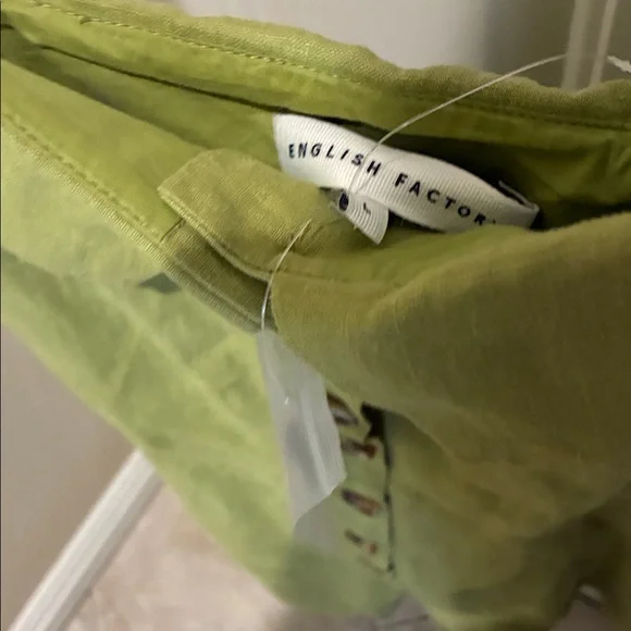 English Factory nwot green linen blend Button-Up Romper - Picture 2 of 3